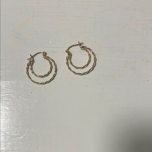 Gold Twisted Hoop Earrings with Hinged Closure